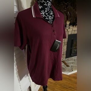 Ultraclub Women's Whisper Pique Wrinkle Resistant Relaxed Fit Polo Shirt Size L